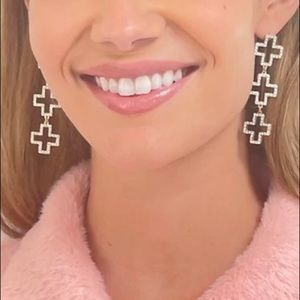 Frasier Sterling Iced Out Earrings Crosses